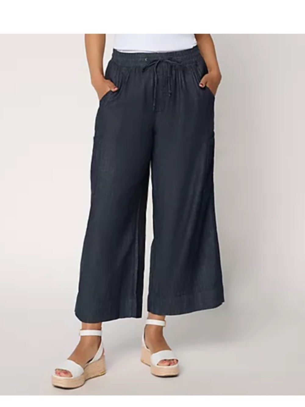 NYDJ Whitney Pull on High Waist Wide Leg Cargo Ankle Denim Pants